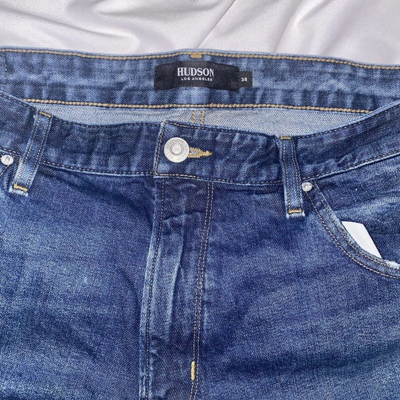 HUDSON Bow Legged Denim Jeans Men Size 38 Tapped Bagged Blue M726DPP - Picture 12 of 14